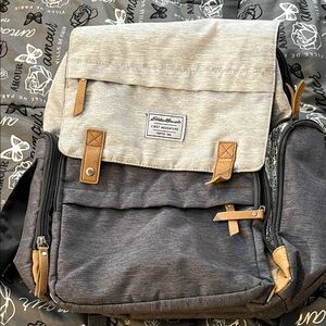 Eddie Bauer Two-Tone Gray and Tan Diaper Bag